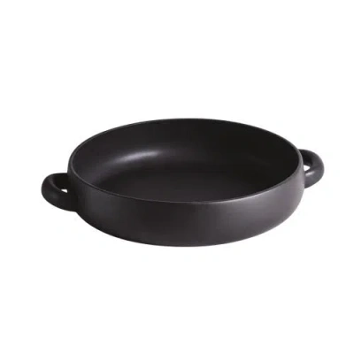 Gharyan Stoneware Serving Plate With Handles In Black