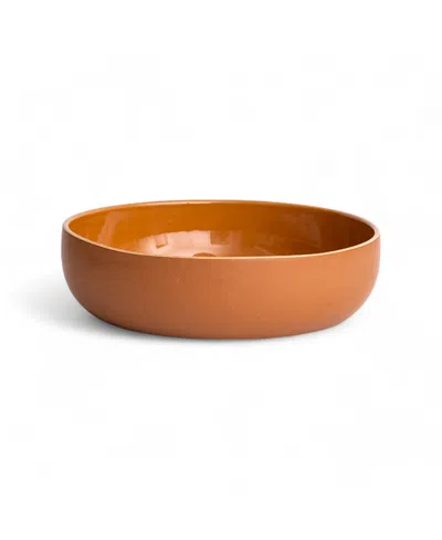 Gharyan Stoneware Shallow Serving Bowl In Brown