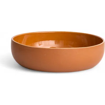 Gharyan Stoneware Shallow Stoneware Serving Bowl In Terracotta