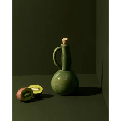 Gharyan Stoneware Stoneware Olive Oil Dispenser | Dadasi 15 oz In Green