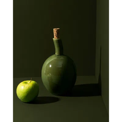 Gharyan Stoneware Stoneware Olive Oil Dispenser | Zitouna 34 oz In Green