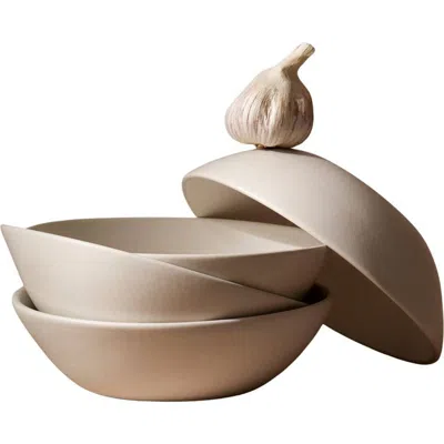 Gharyan Stoneware Stoneware Soup Plate In White