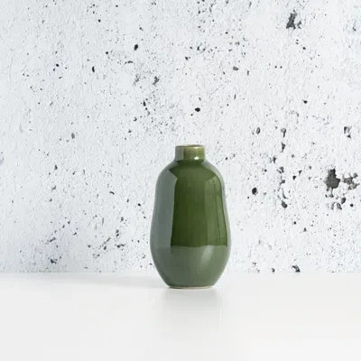 Gharyan Stoneware Stoneware Vase In Green