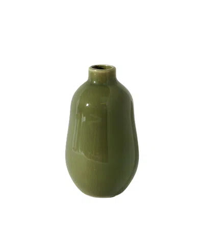 Gharyan Stoneware Vase In Green