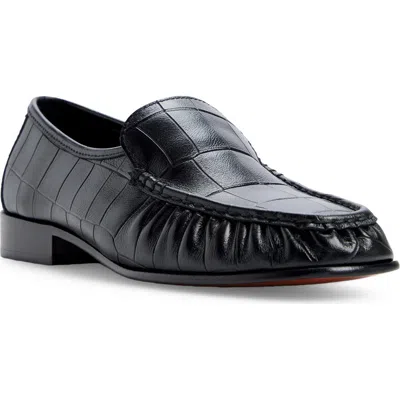 G.h.bass Bailey Croc Embossed Leather Loafer In Black