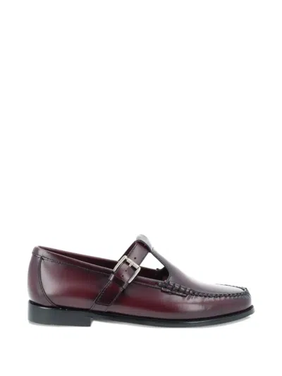 G.h.bass Buckle-strap Leather Loafers In Red