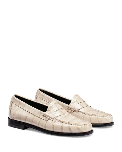 G.h.bass G. H. Bass Originals Women's Whitney Croc Embossed Weejuns Loafers In Sand