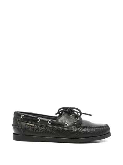 G.h.bass Jetty Ii 2 Eye Leather Boat Shoes In Black