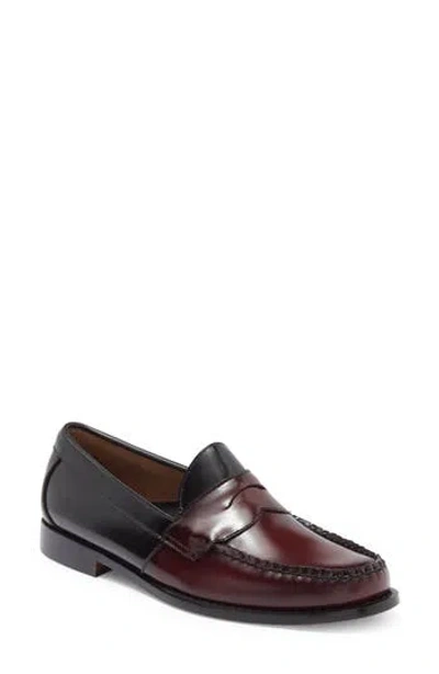 G.h.bass Logan Colorblock Penny Loafer In Black/burgundy