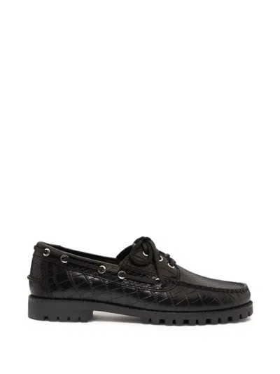 G.h.bass Mallorie Camp Moc Croc-embossed Loafers In 블랙