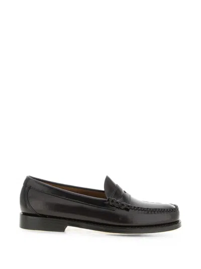 G.h.bass Weejuns Larson Beefroll-stitch Leather Loafers In Black