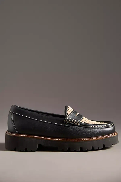 G.h.bass Whitney Raffia Super Lug Loafers In Black