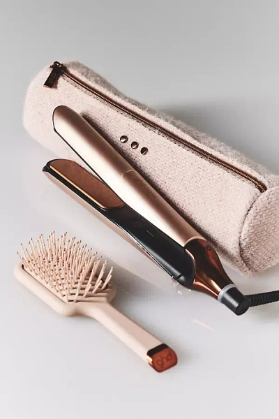 Ghd Cashmere Beige Chronos Flat Iron & Mini Paddle Brush Set In Multicolor