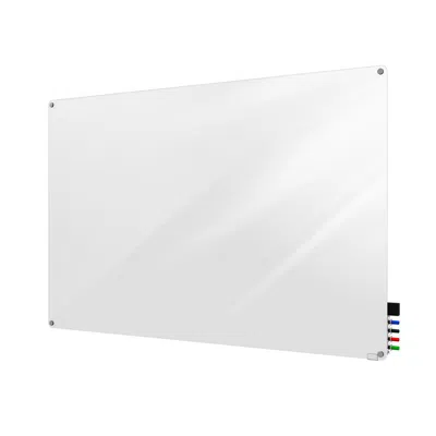 GHENT 2'X3' HARMONY MAGNETIC GLASS BOARD, COLORS - RADIUS CORNERS - WHITE - 4 RARE EARTH MAGNETS, 4 MARKER