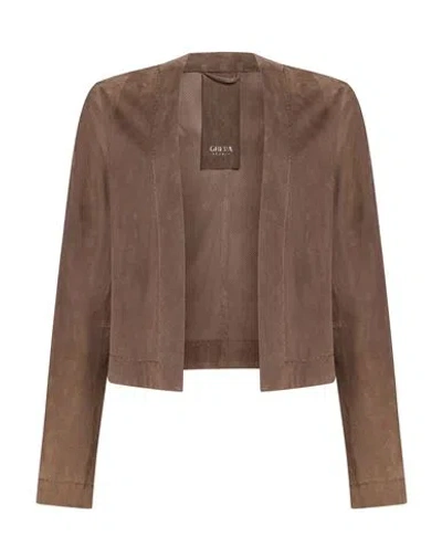 Ghera Studio Woman Jacket Khaki Size 12 Lambskin In Brown