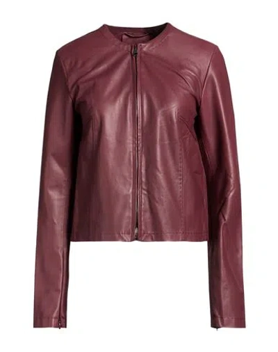 Ghera Studio Woman Jacket Plum Size 8 Lambskin In Burgundy