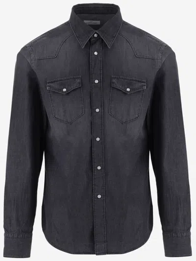 Gherardi Cotton Denim Shirt In Blue