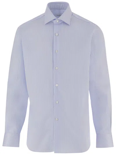 Gherardi Light Blue Striped Cotton Shirt