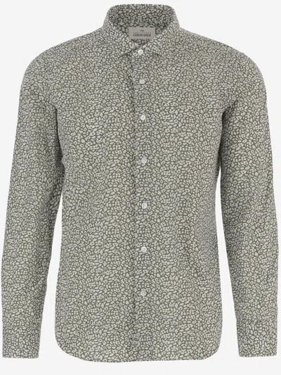 Gherardi Linen Shirt With Floral Print In Red
