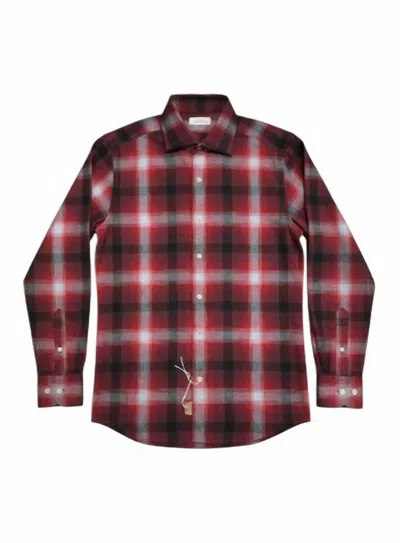 Gherardi Men's Long Sleeve Plaid Collared Shirt In Red