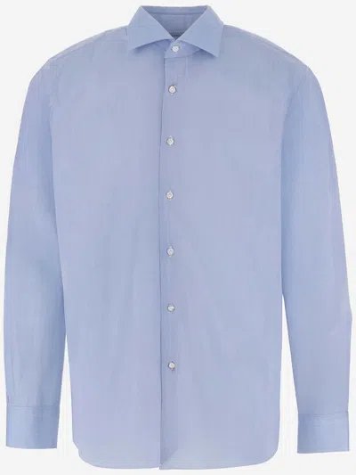 Gherardi Stretch Cotton Blend Shirt In Blue
