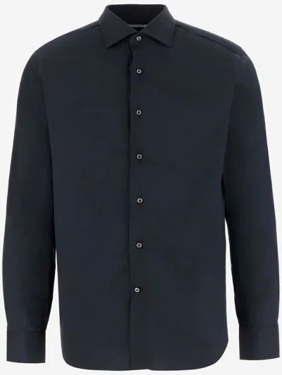 Gherardi Stretch Cotton Blend Shirt In Blue