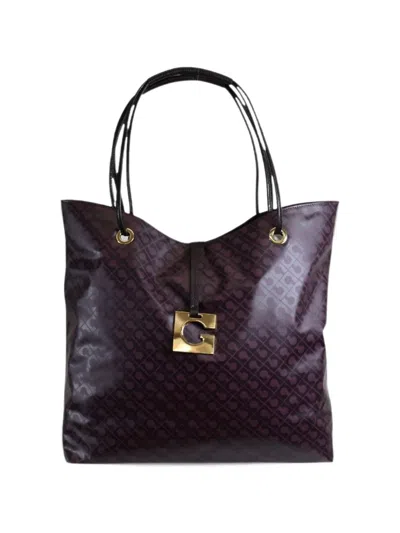 Gherardini Monogram-print Logo-plaque Shoulder Bag In Burgundy