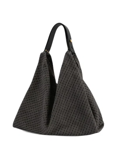 Gherardini Amazzonia Monogram-print Suede Shoulder Bag In Gray