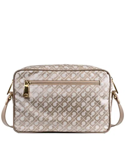 Gherardini Beige/cream Monogram Leather Crossbody Camera Bag In Brown