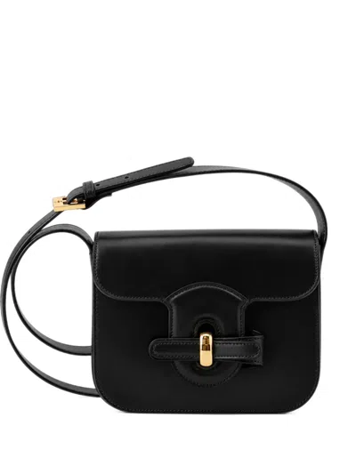 Gherardini Bella Turn-lock Leather Shoulder Bag In Black