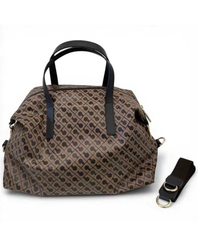 Gherardini Bowling Softy Women's Softy Fabric Toffee Bag With Leather Finishes In Brown