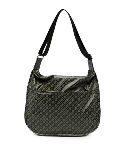 Gherardini Forest Green Shoulder Bag With All-over Logo