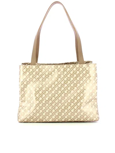 Gherardini Geometric Pattern Medium Leather Top Handle Bag In Brown