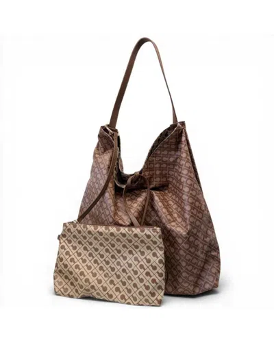 Gherardini Hobo Softy Women's Bag Chestnut Reversible Fabric Softy In White