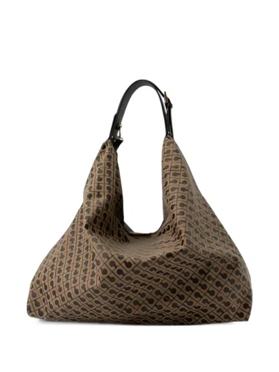 Gherardini Large Amazzonia Monogram-print Hobo Bag In Brown