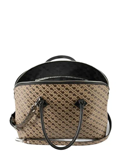 Gherardini Large Bowling Alley Monogram Cross Body Bag In Brown