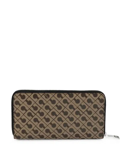 Gherardini Logo-pattern Zip-around Wallet In Brown