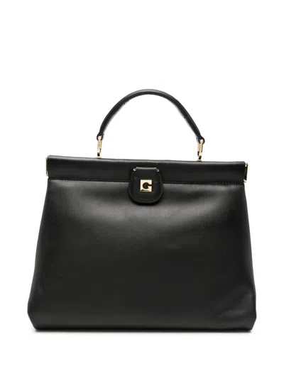 Gherardini Logo-plaque Leather Tote Bag In Black