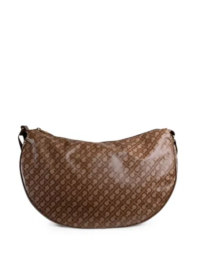 Gherardini Logo-print Crescent Tote Bag In Brown
