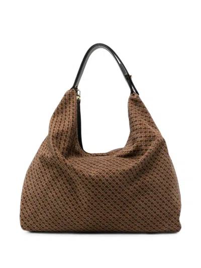 Gherardini Medium Monogram-pattern Leather Shoulder Bag In White