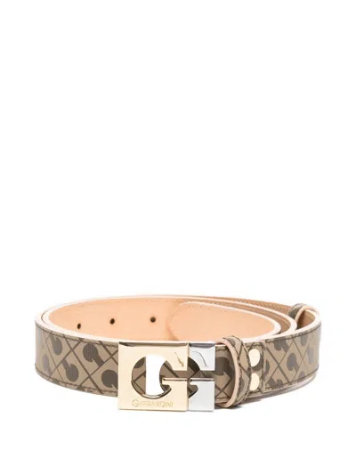 Gherardini Millerighe Brown Vacchetta Leather Belt With Logo Buckle