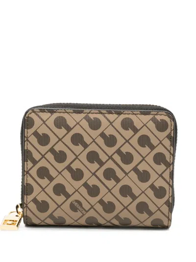 Gherardini Millerighe Logo-print Zip-around Wallet In Brown
