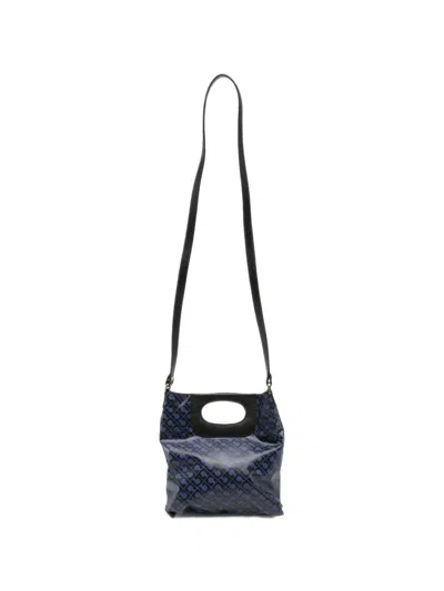 Gherardini Mini Doppia Piattina Monogram-print Tote Bag In Black