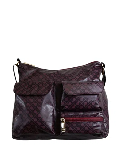 Gherardini Monogram Print Crossbody Bag With Multiple Pocke In Rosso