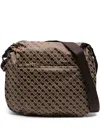 Gherardini Geometric Pattern Shoulder Bag With Adjustable Strap In Brown
