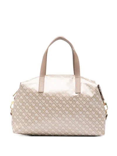 Gherardini Monogram Top Handle Tote Bag In Neutral