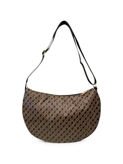 Gherardini Monogram-print Curved Tote Bag In Brown