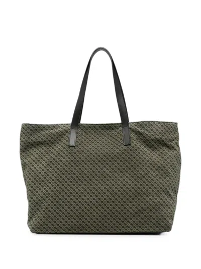 Gherardini Monogram-print Leather Shoulder Bag In Green