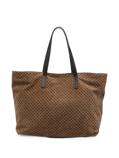 Gherardini Monogram-print Leather Tote Bag In Purple