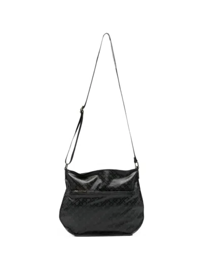 Gherardini Monogram-print Logo-plaque Crossbody Bag In Black